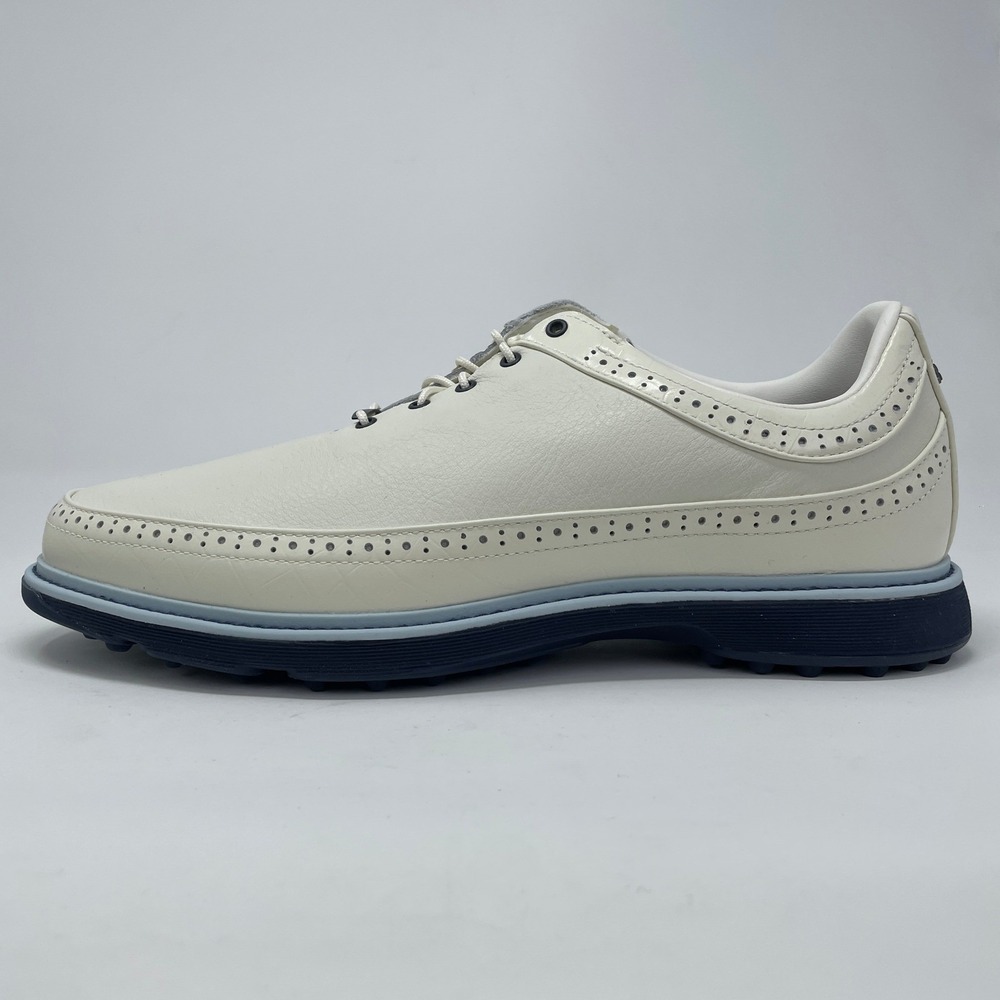 Adidas MC80 Spikeless Golf Shoes Mens 11.5 White Navy Wingtip Leather ID4749 NEW